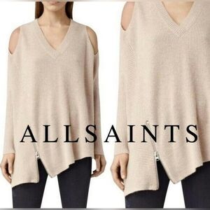 ALL SAINTS Able Open Shoulder Jumper Sweater Asymmetrical Size: XS.